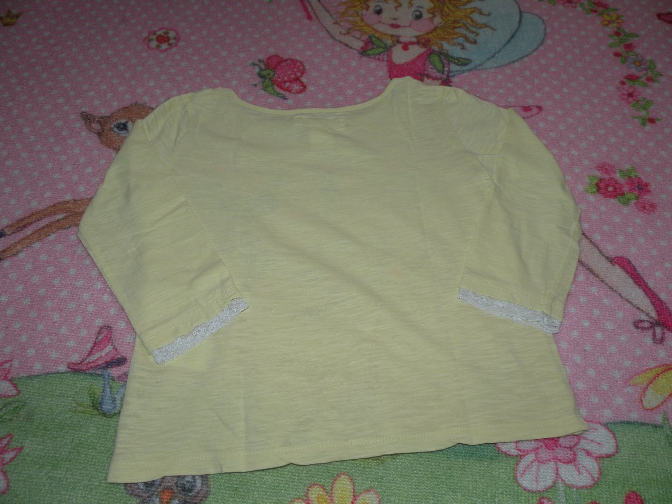Mädchen kurzes 3/4-Armshirt Longsleeve T-Shirt Gr 122 128 H&M Gelb Schriftzug geblümt pastell top