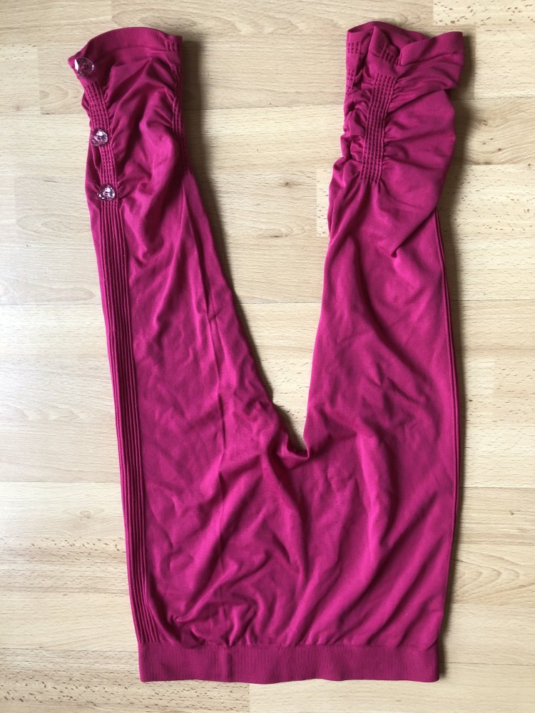 hot & sexy! stretch Hose, Legging in kräftigem pink mit Glitzerknöpfen, Herz