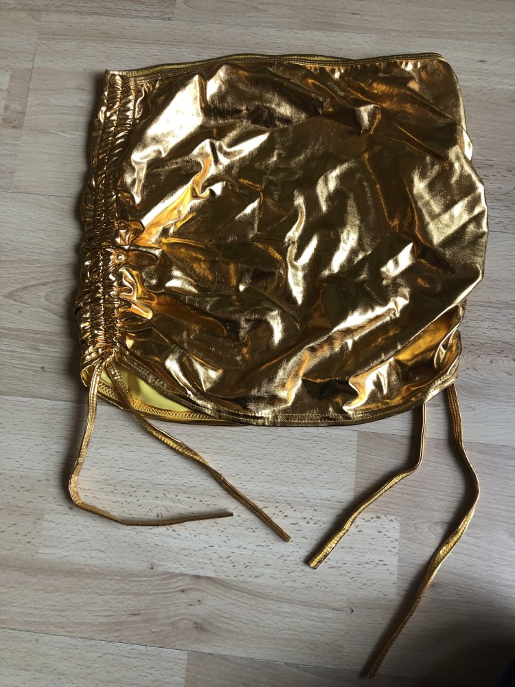 Minirock, Mini Rock in gold glänzend, elastisch, Stretch, neu
