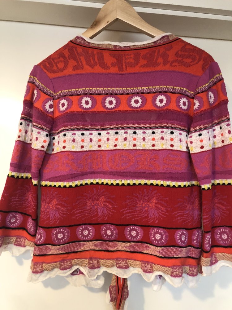 Olivier Philips Strickjacke Pullover rot gemustert Gr. 38