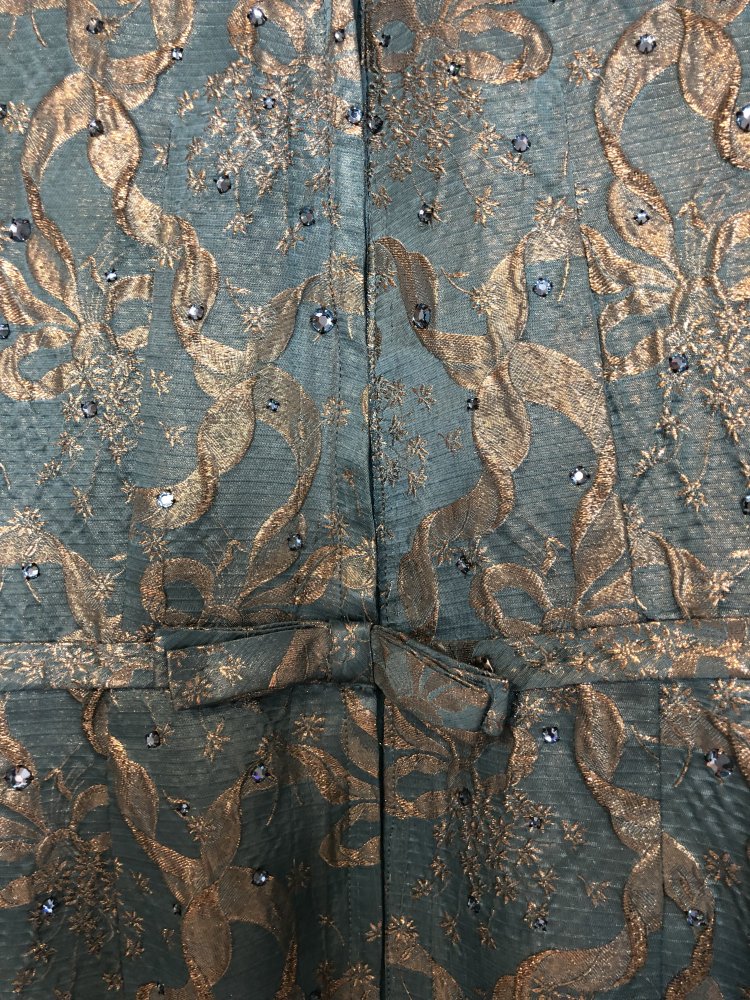 Designer Cocktailkleid, Kleid, Abendkleid, Etuikleid, türkis, gold, Gr. M 38/40, mit Strass bestickt, kurzärmlig