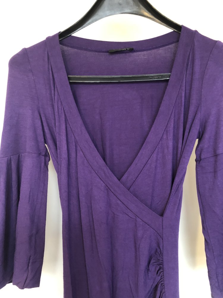 Jersey Kleid, Wickelkleid, lila violett, langärmlig, Viskose, Gr. S
