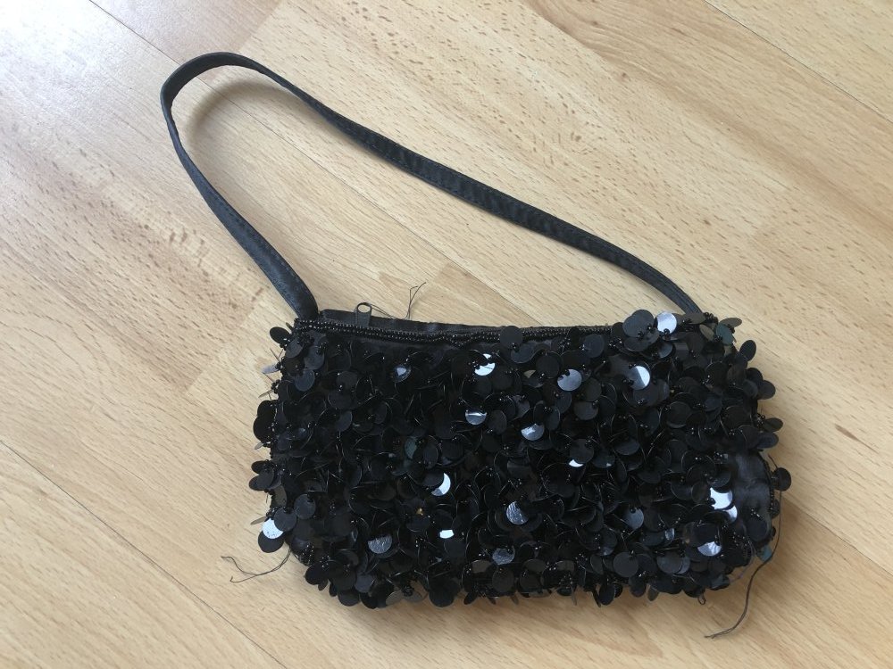 Pailetten bestickte Clutch, Mini Handtasche, Tasche in schwarz