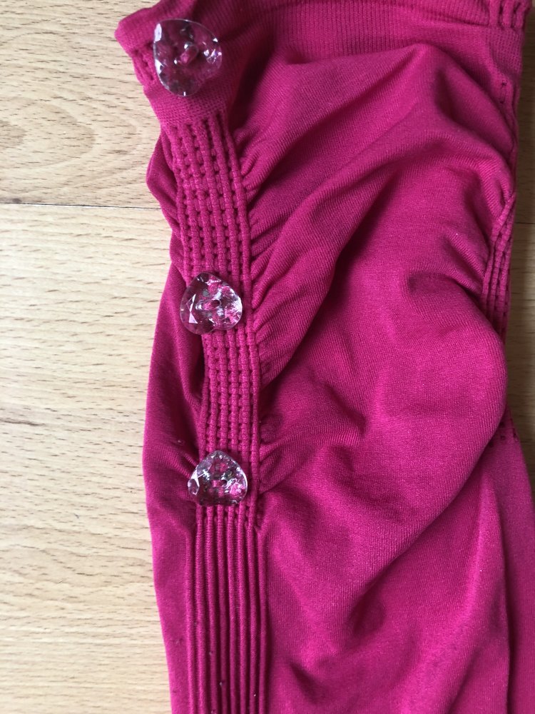 hot & sexy! stretch Hose, Legging in kräftigem pink mit Glitzerknöpfen, Herz