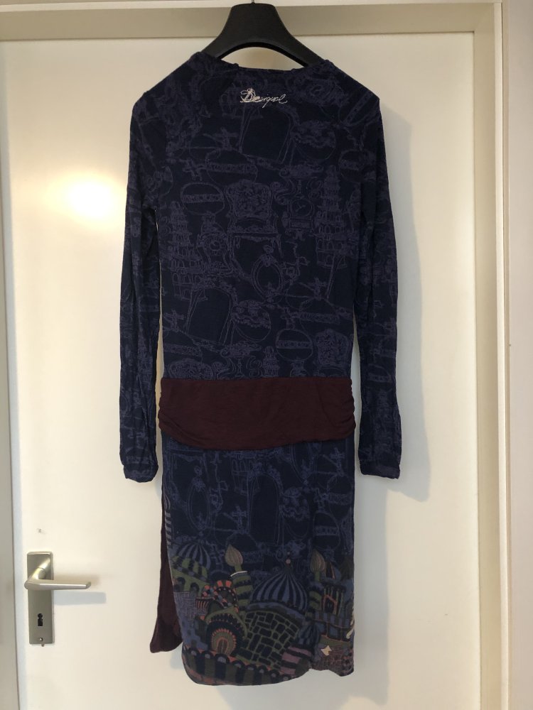 Desigual Jersey Kleid. dunkelbunt blau violett, langarm