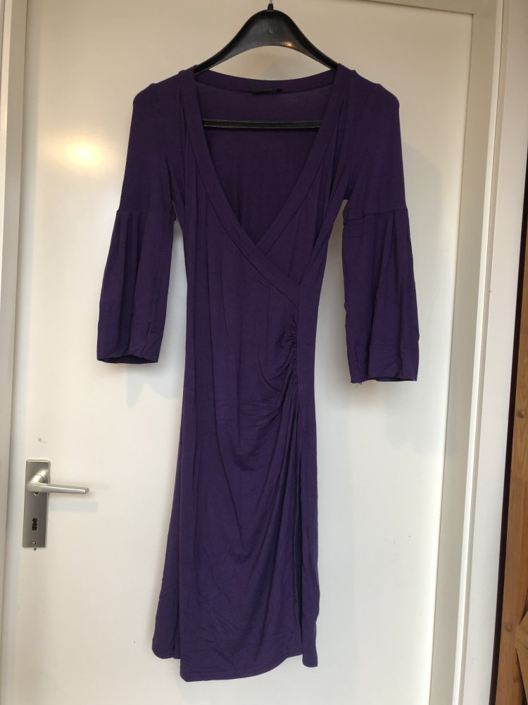Jersey Kleid, Wickelkleid, lila violett, langärmlig, Viskose, Gr. S