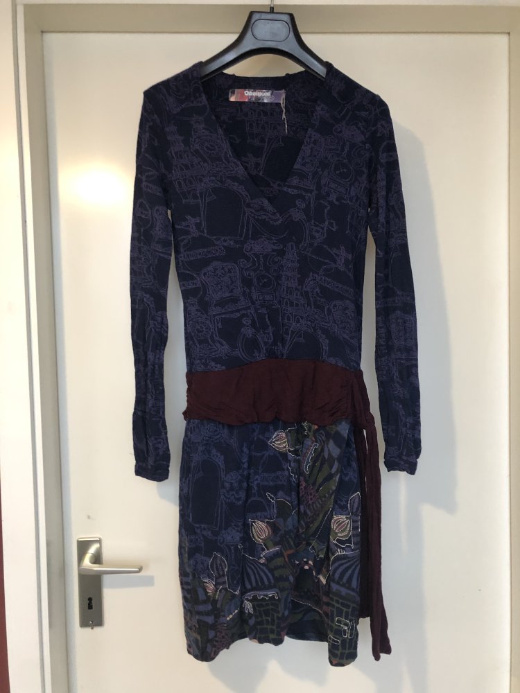 Desigual Jersey Kleid. dunkelbunt blau violett, langarm