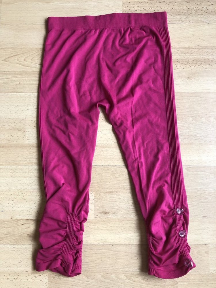hot & sexy! stretch Hose, Legging in kräftigem pink mit Glitzerknöpfen, Herz
