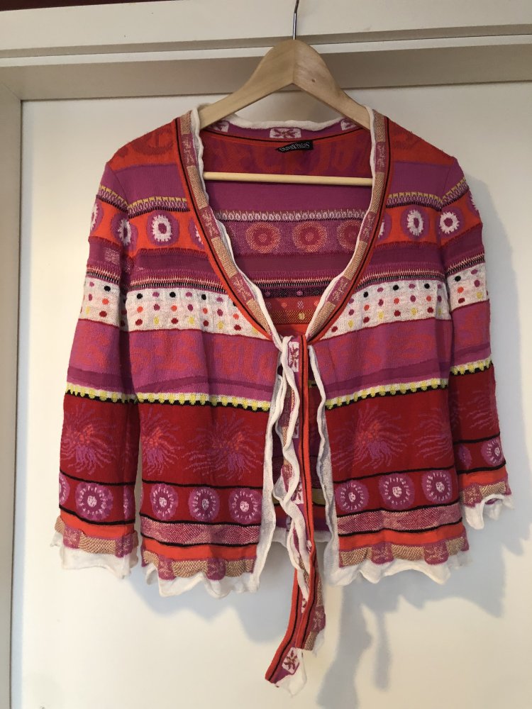 Olivier Philips Strickjacke Pullover rot gemustert Gr. 38