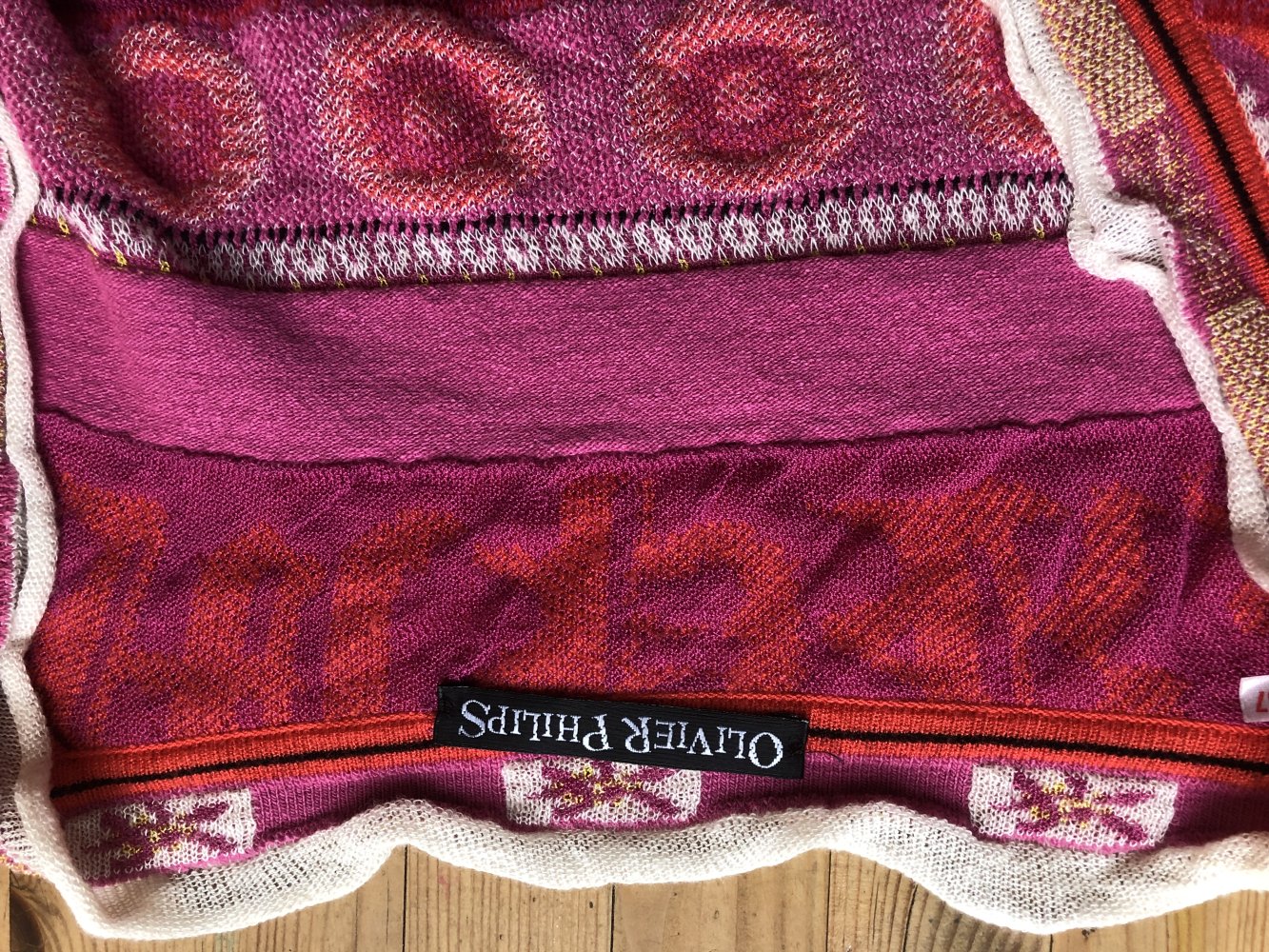 Olivier Philips Strickjacke Pullover rot gemustert Gr. 38