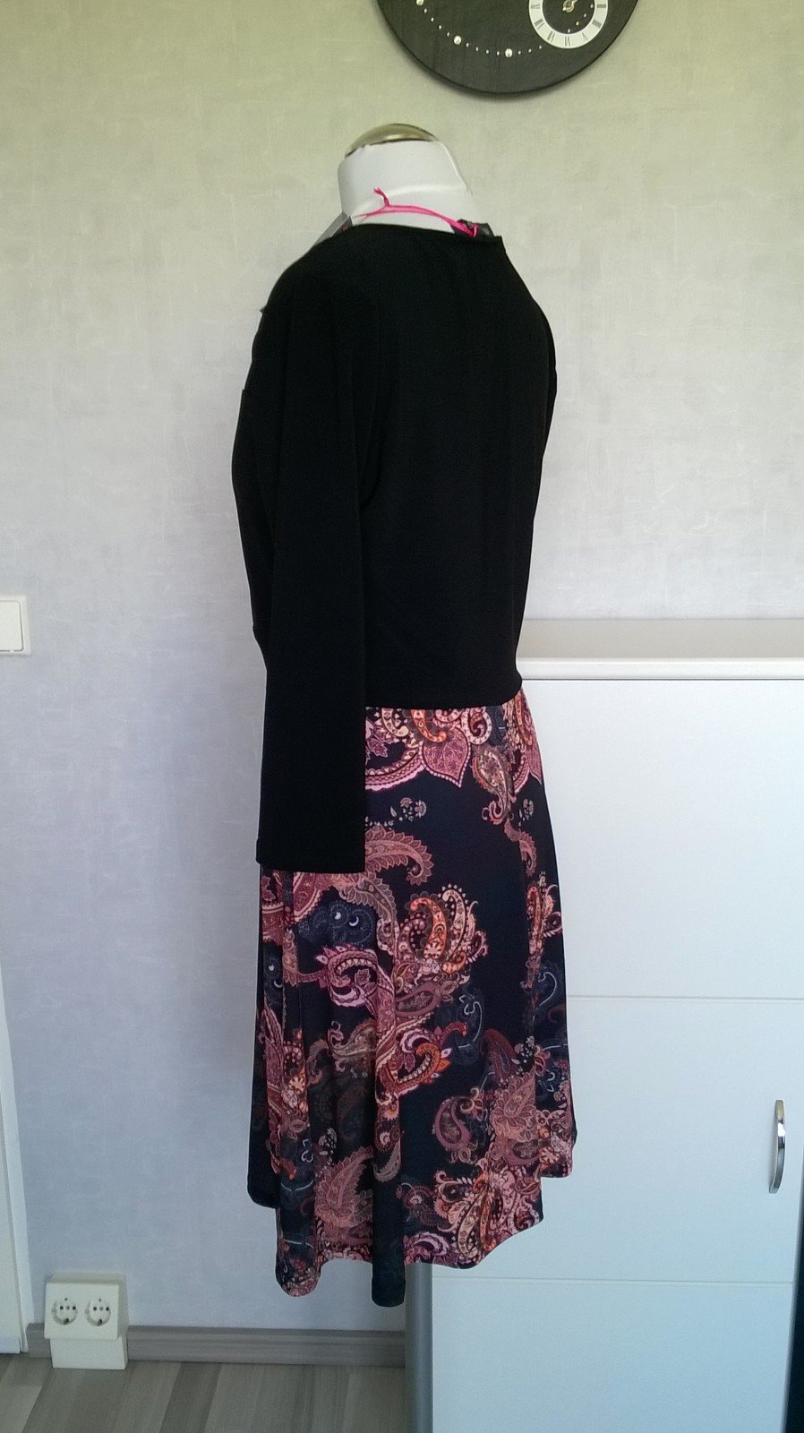 Kleid Jerseykleid ¾-Arm schwarz braun Paisleymuster Gr. 38 Melrose neu mit Etikett