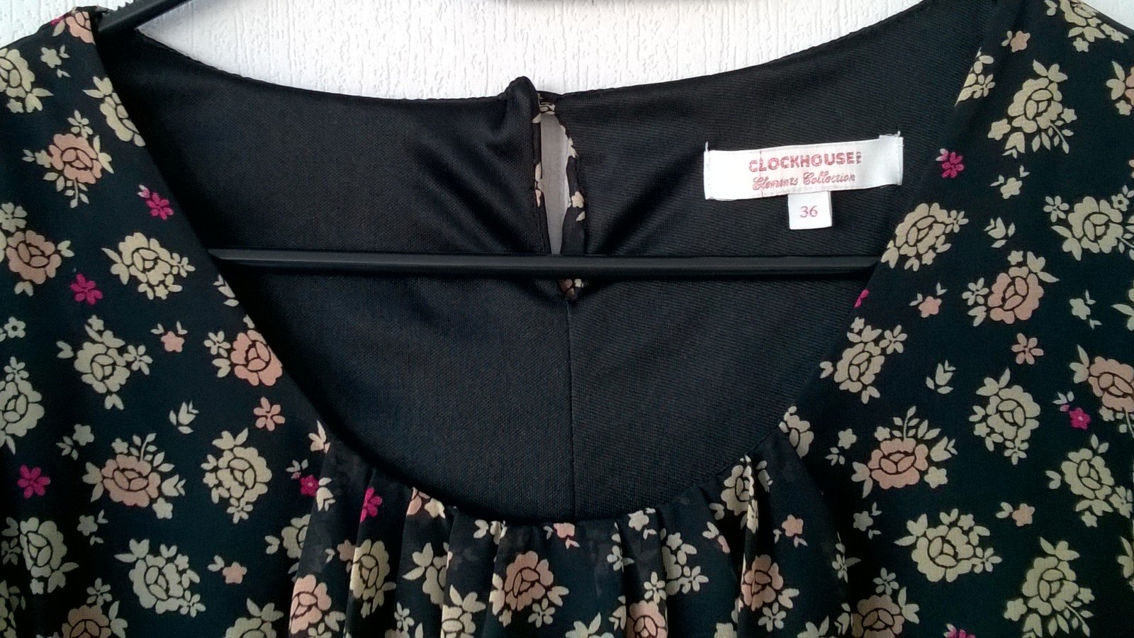Bluse Schlupfbluse Oberteil Top Shirt Blusenshirt Chiffon ¾-Arm schwarz mit Blumen