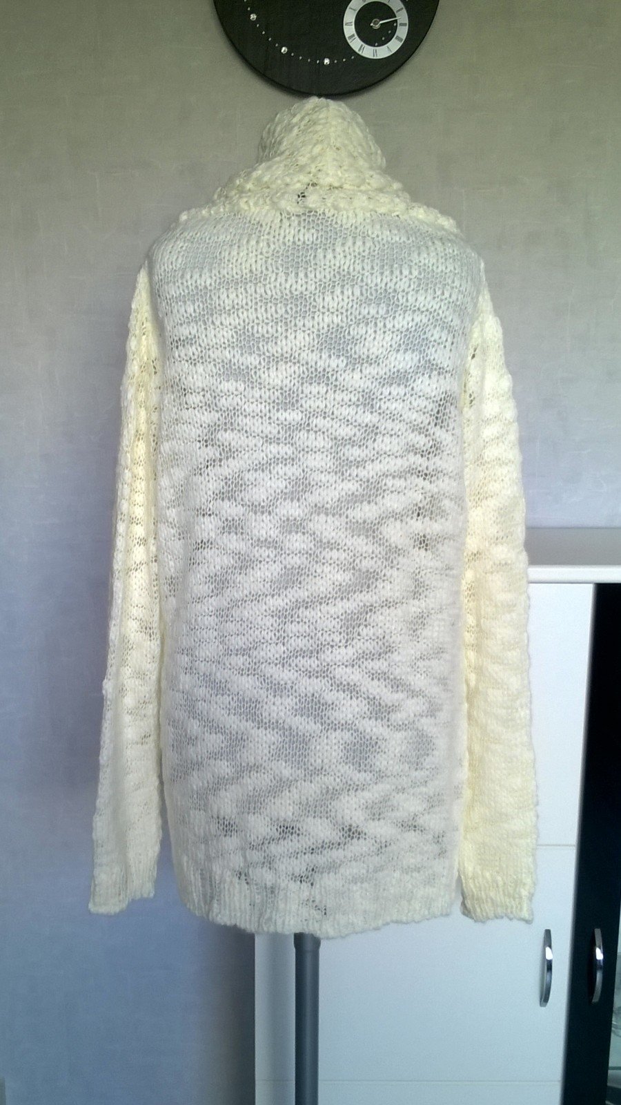 schicker Strickpulli Pulli Pullover Rollkragen Grobstrick Langarm ecru cremeweiß Gr. 44/46 B.C. neu