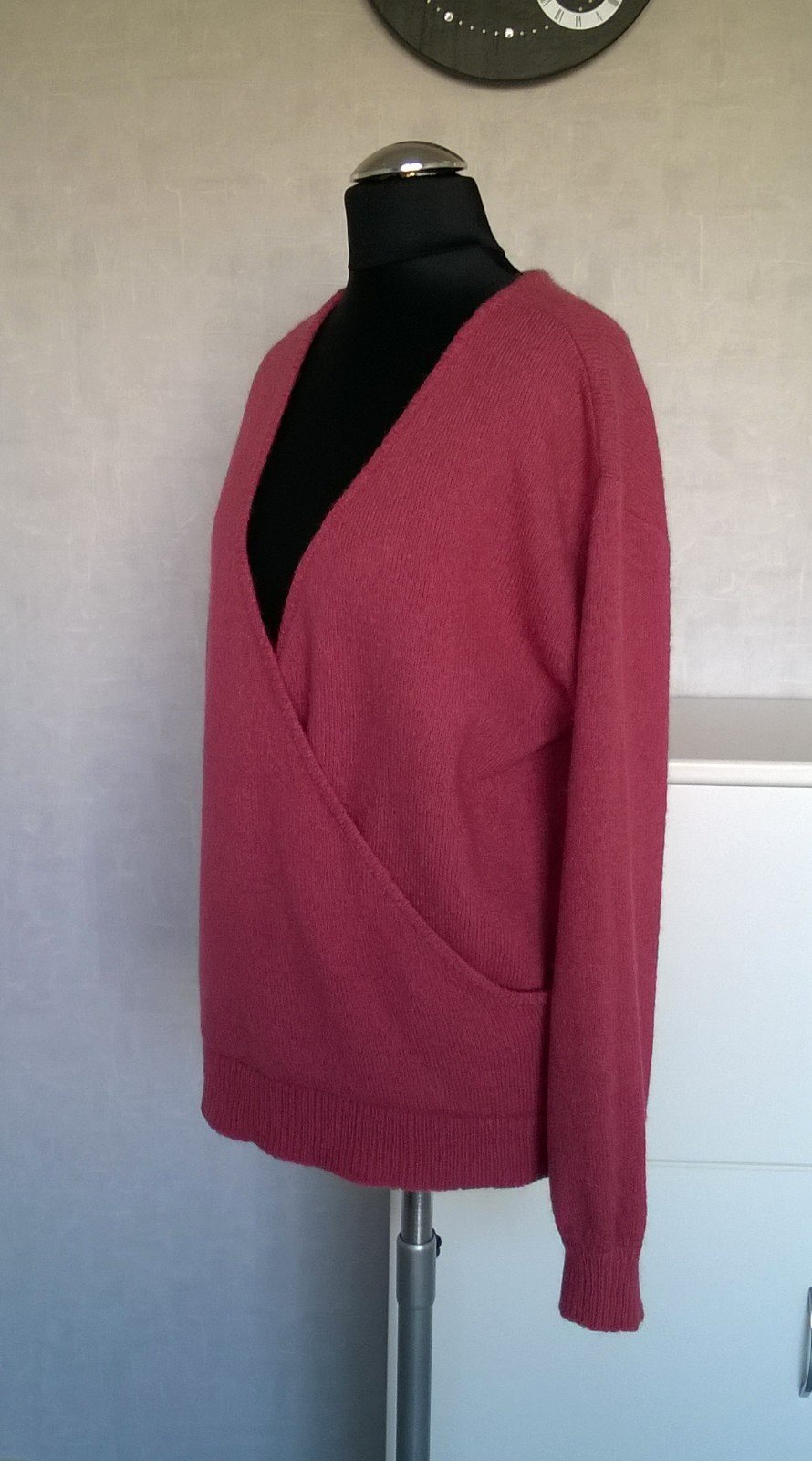 weicher Strickpulli Pulli Pullover Wickeloptik Oversize mit Wolle und Mohair dunkellachs Gr. S NA-KD
