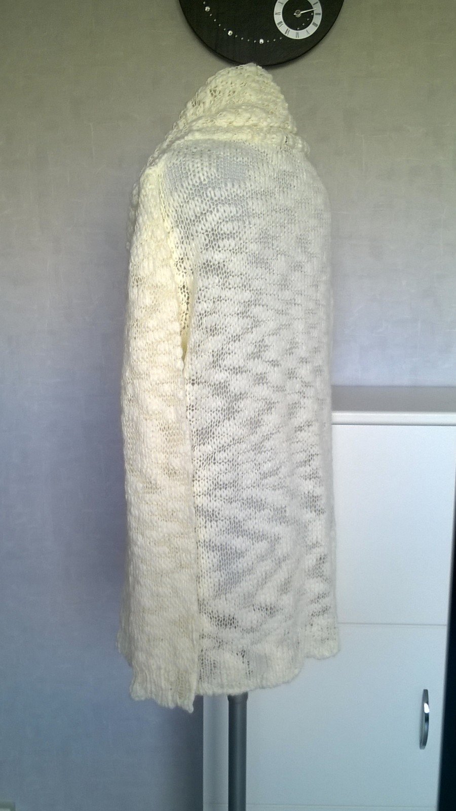 schicker Strickpulli Pulli Pullover Rollkragen Grobstrick Langarm ecru cremeweiß Gr. 44/46 B.C. neu