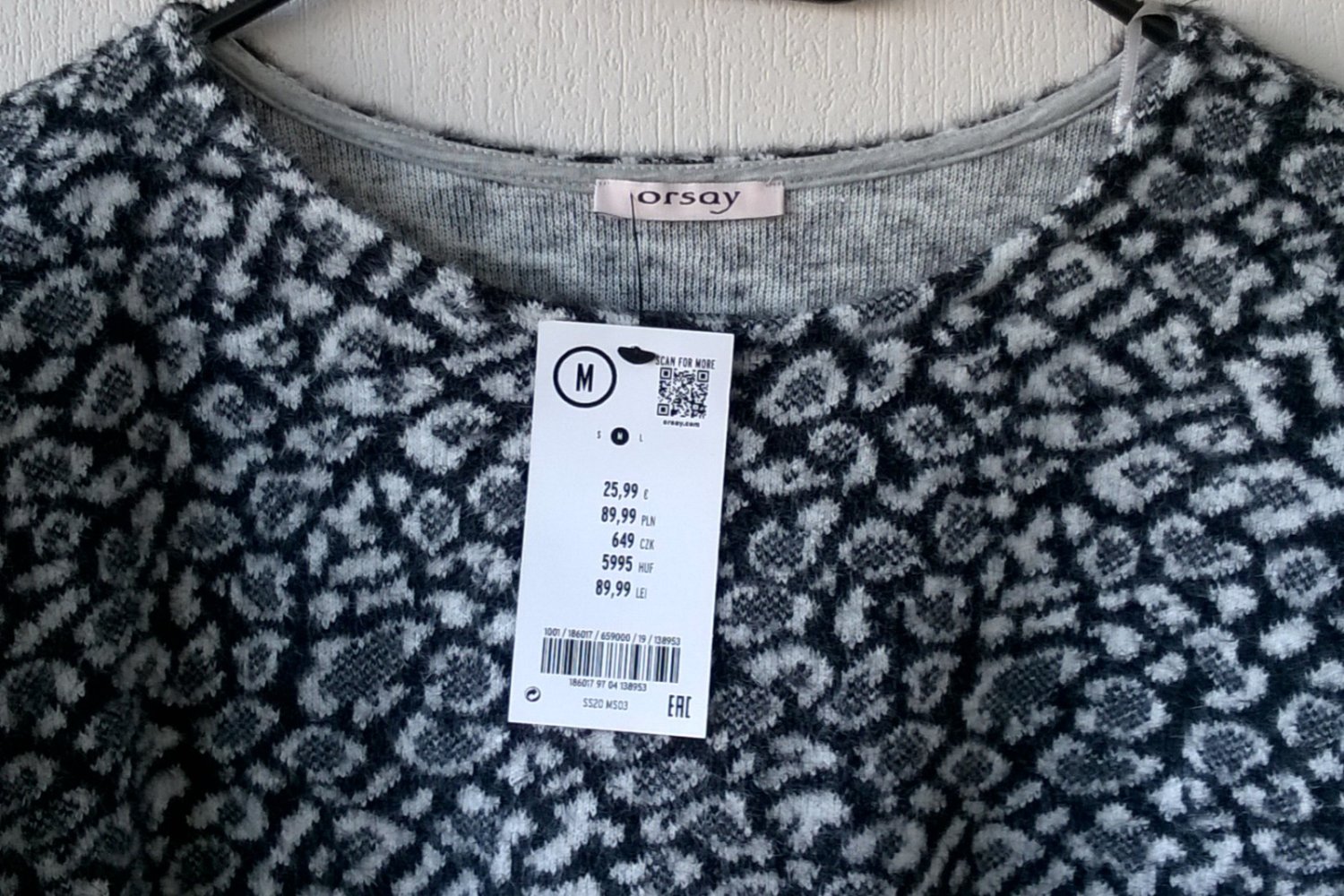Pullover Pulli Oversize schwarz weiß Leo Gr. M Orsay neu mit Etikett
