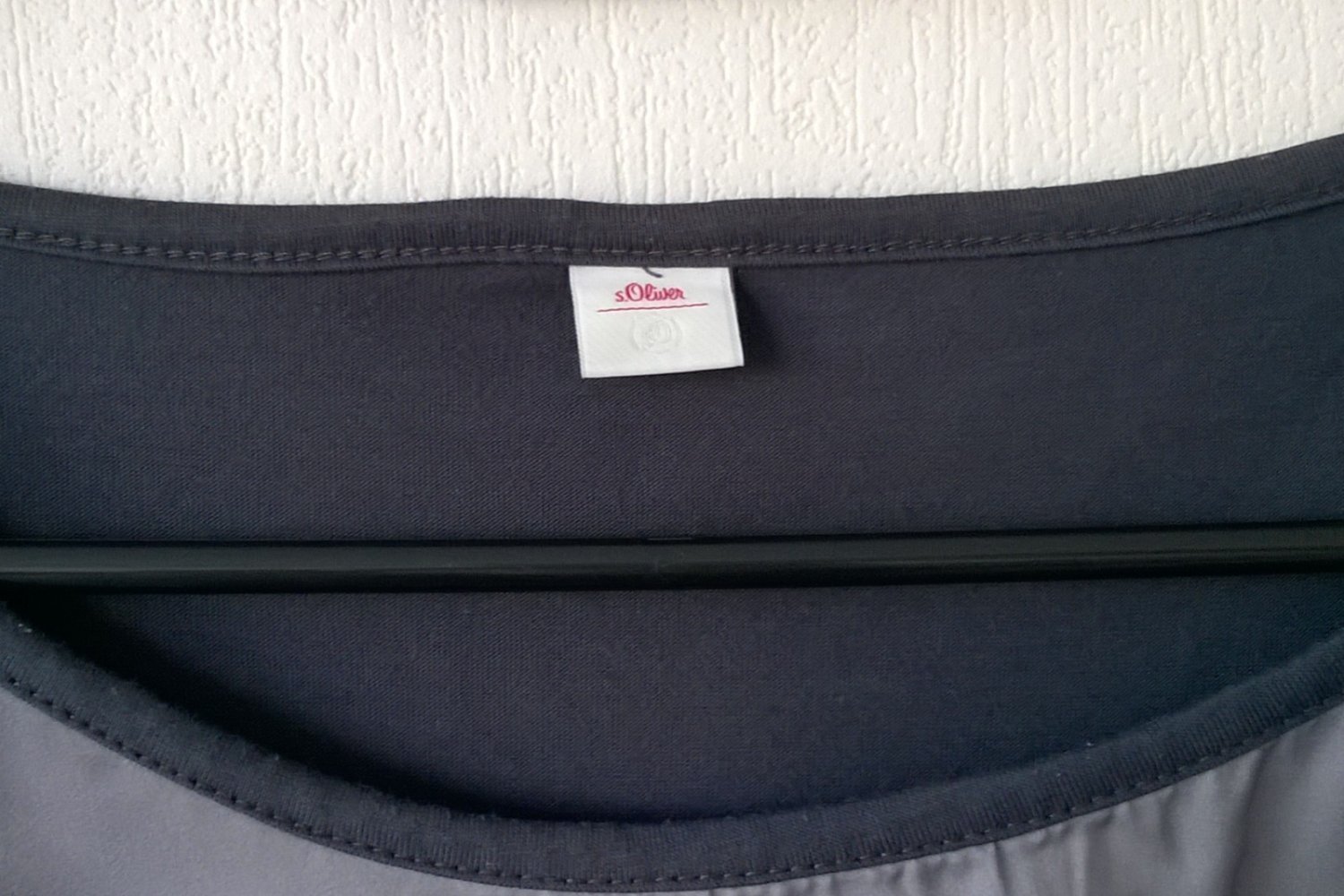 Shirt Oberteil Top im Materialmix mit Pailletten ¾-Arm anthrazit Gr. 36 S.Oliver