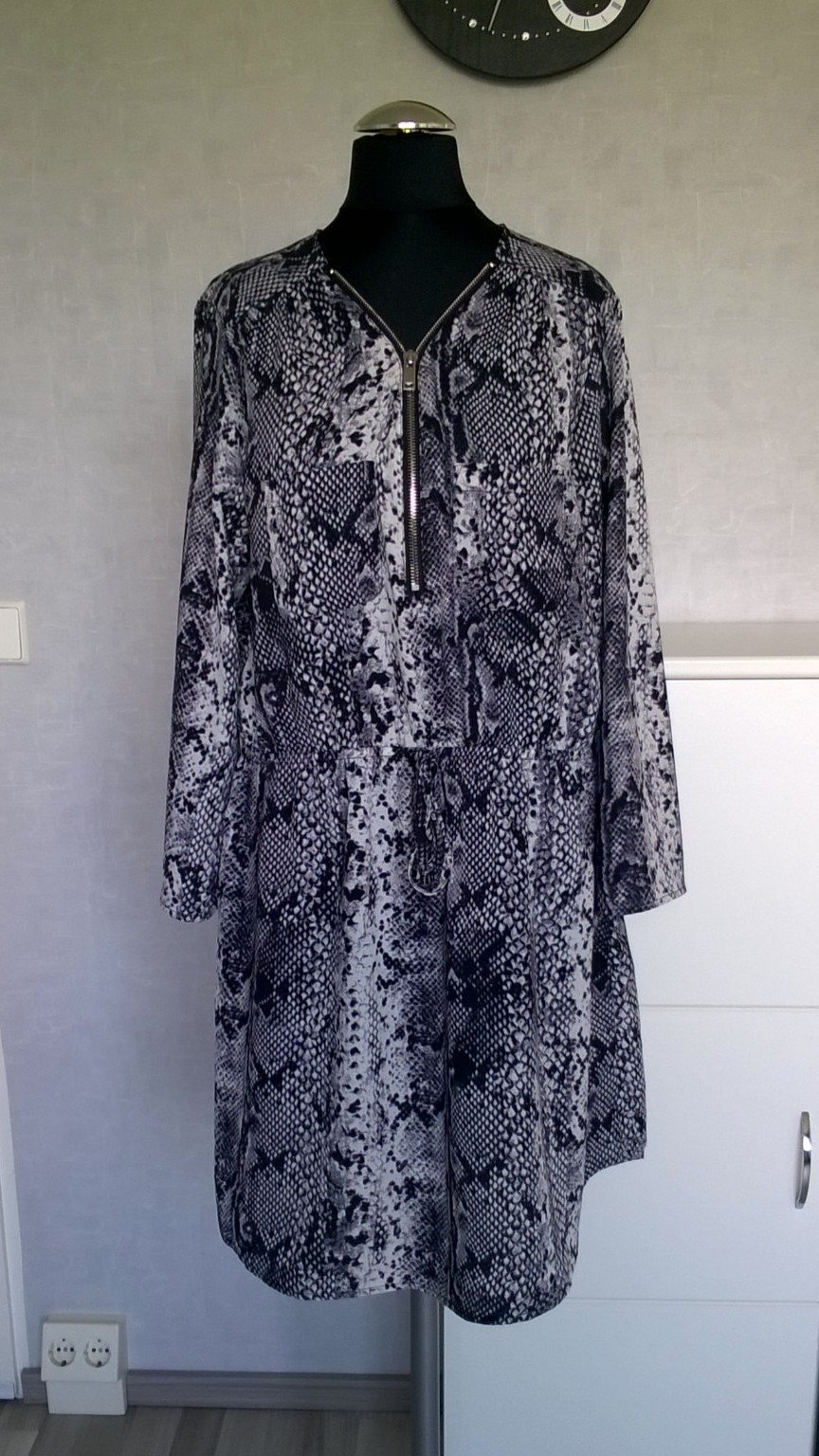Kleid ¾-Arm schwarz weiß Schlange Gr. L Colloseum neu