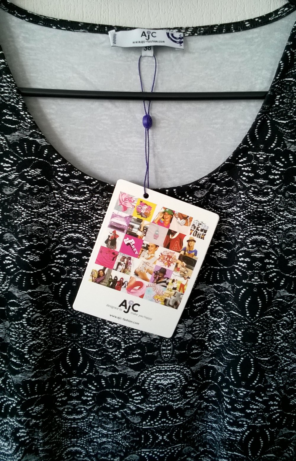 Kleid Minikleid ¾- Arm schwarz weiß gemustert Gr. 38 AJC neu mit Etikett