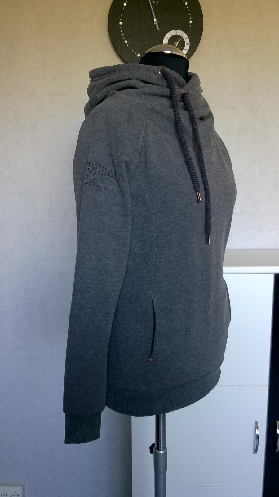 Sweatshirt Sweathoodie Hoodie Pulli Pullover Schalkragen grau meliert Gr. XS Only Original Denim