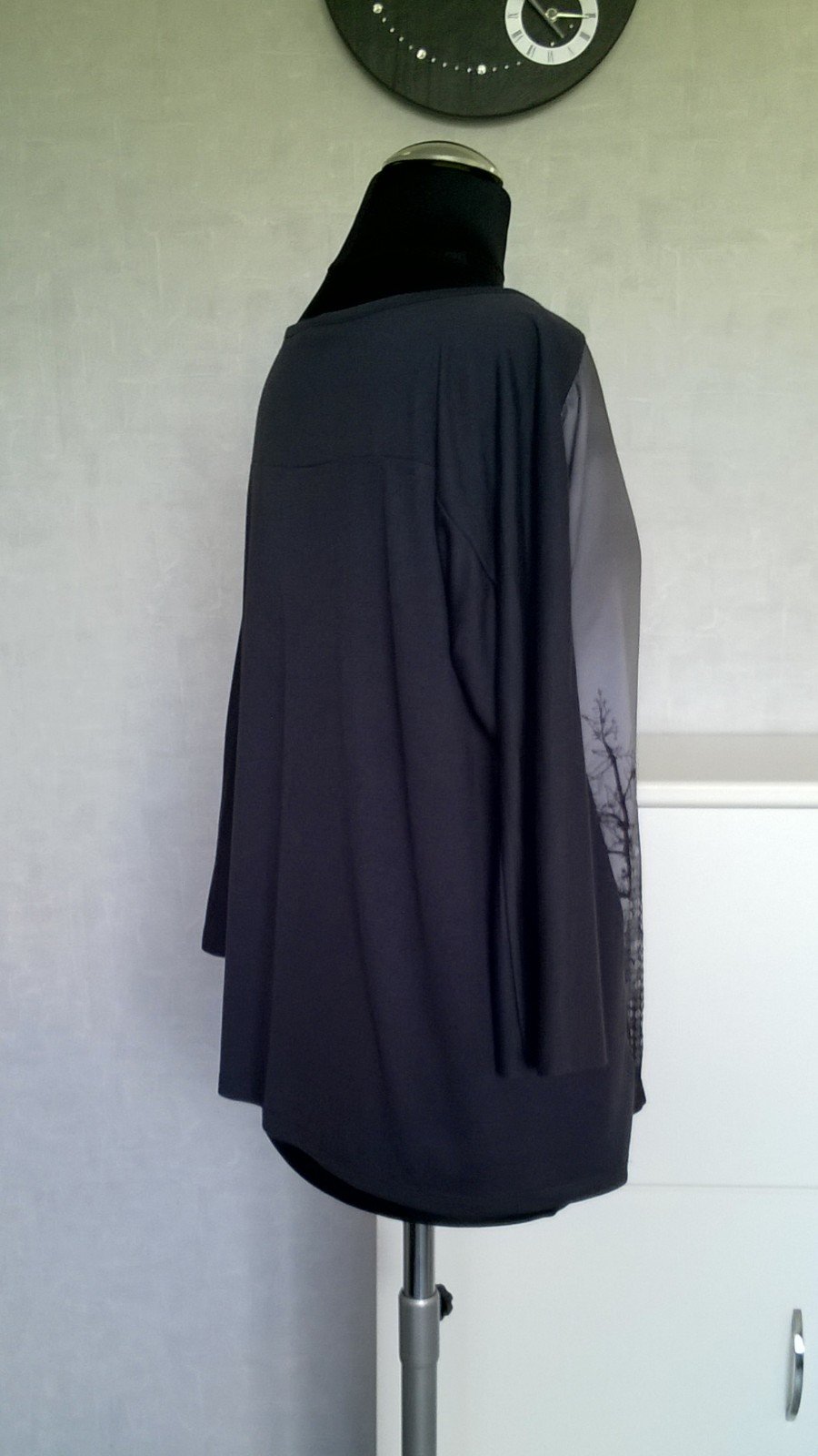 Shirt Oberteil Top im Materialmix mit Pailletten ¾-Arm anthrazit Gr. 36 S.Oliver
