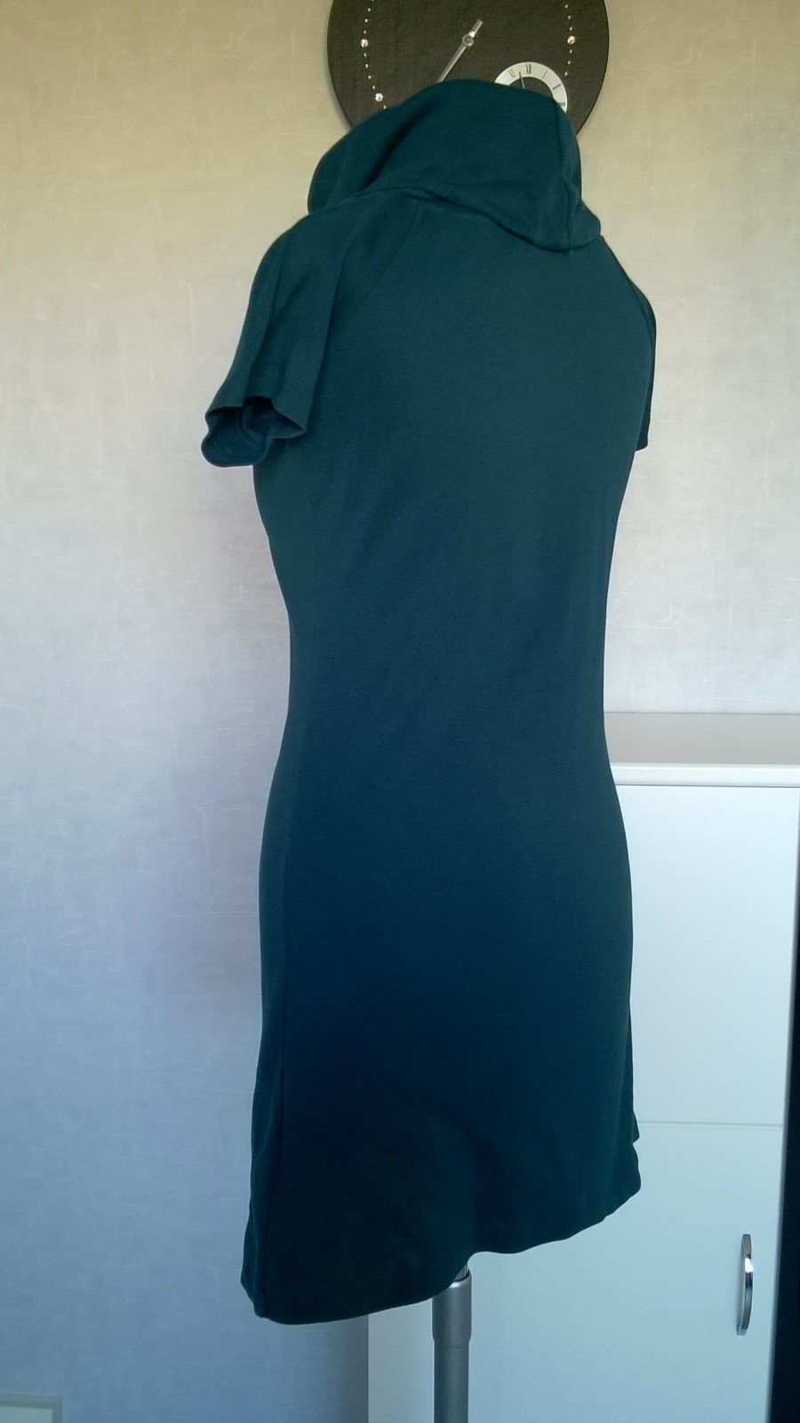 Longshirt Shirtkleid Shirt Kleid Minikleid Oberteil Rollkragen Kurzarm petrol Gr. 34 Zero