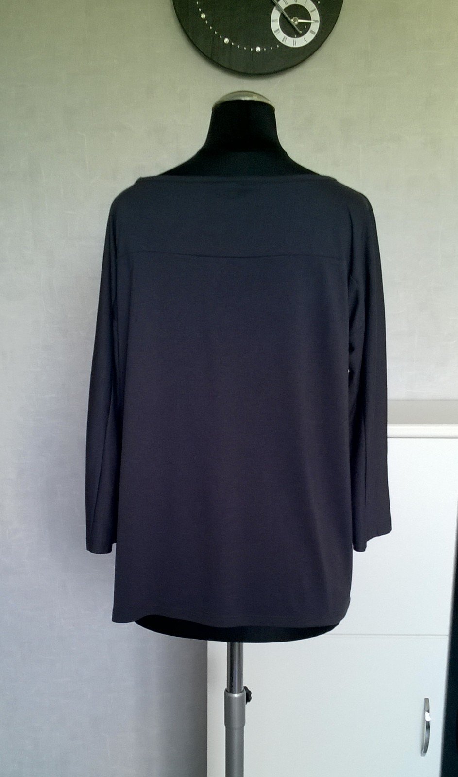Shirt Oberteil Top im Materialmix mit Pailletten ¾-Arm anthrazit Gr. 36 S.Oliver