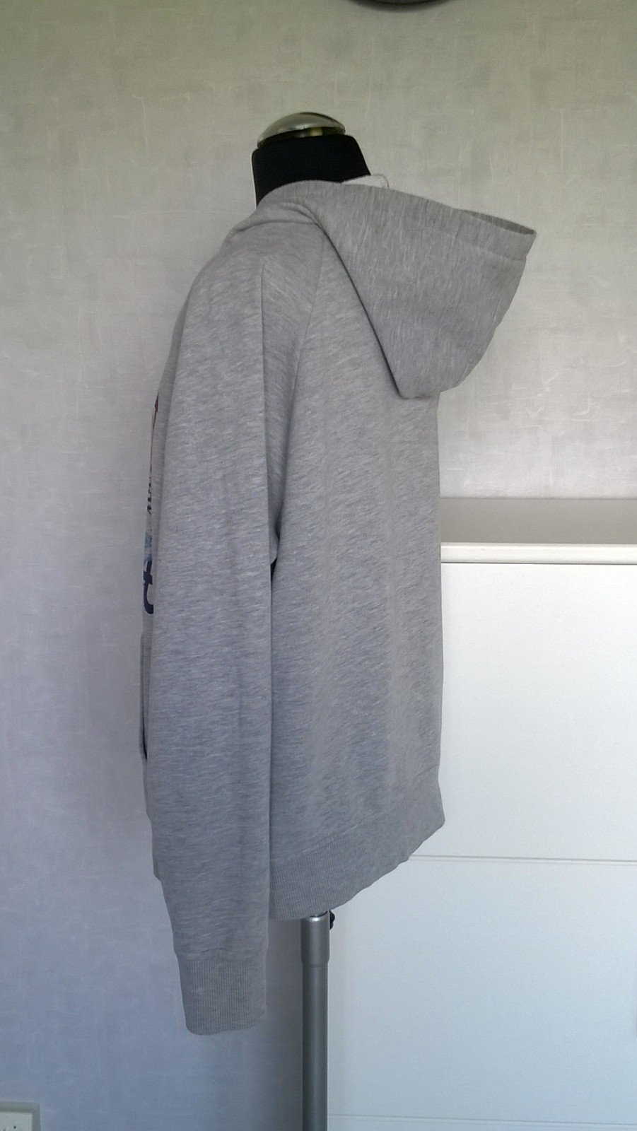 Sweatshirt Hoodie Pulli Pullover Oberteil grau meliert mit Print Gr. S Review