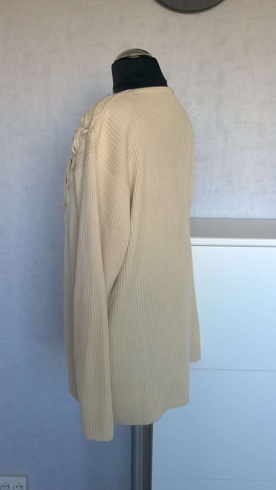 Pulli Strickpulli Ripp mit Zopfdetail beige Gr. M (40/42) Your Sixth Sense