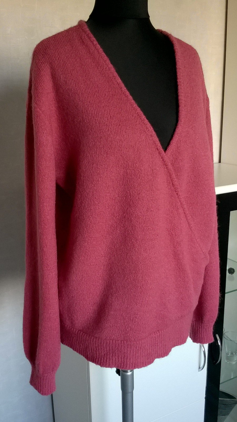 weicher Strickpulli Pulli Pullover Wickeloptik Oversize mit Wolle und Mohair dunkellachs Gr. S NA-KD