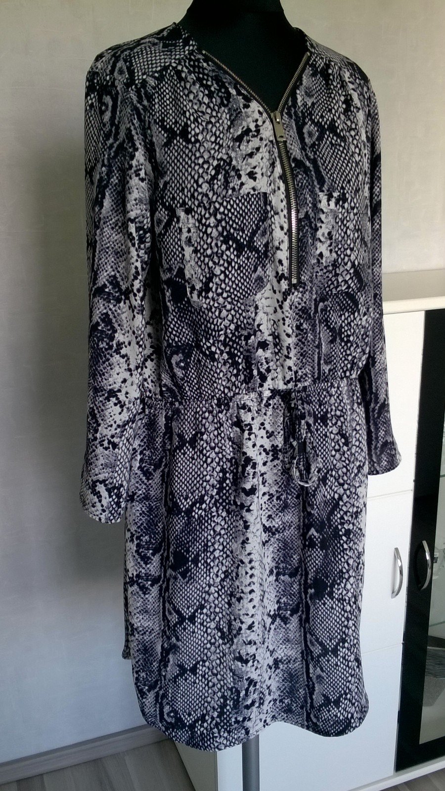 Kleid ¾-Arm schwarz weiß Schlange Gr. L Colloseum neu