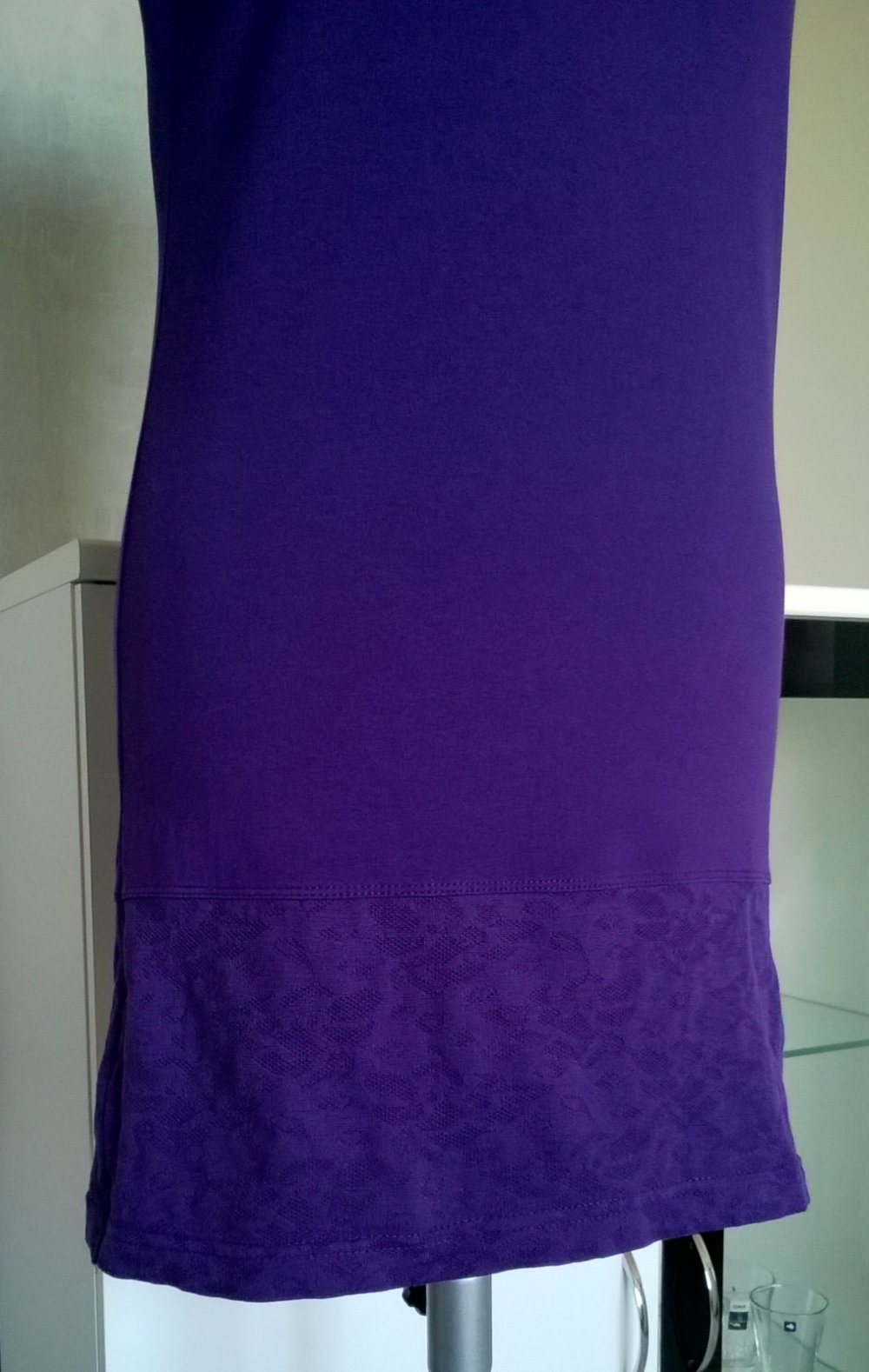 Top Longtop Shirt Oberteil mit Spitze lila Gr. S Cecil neu