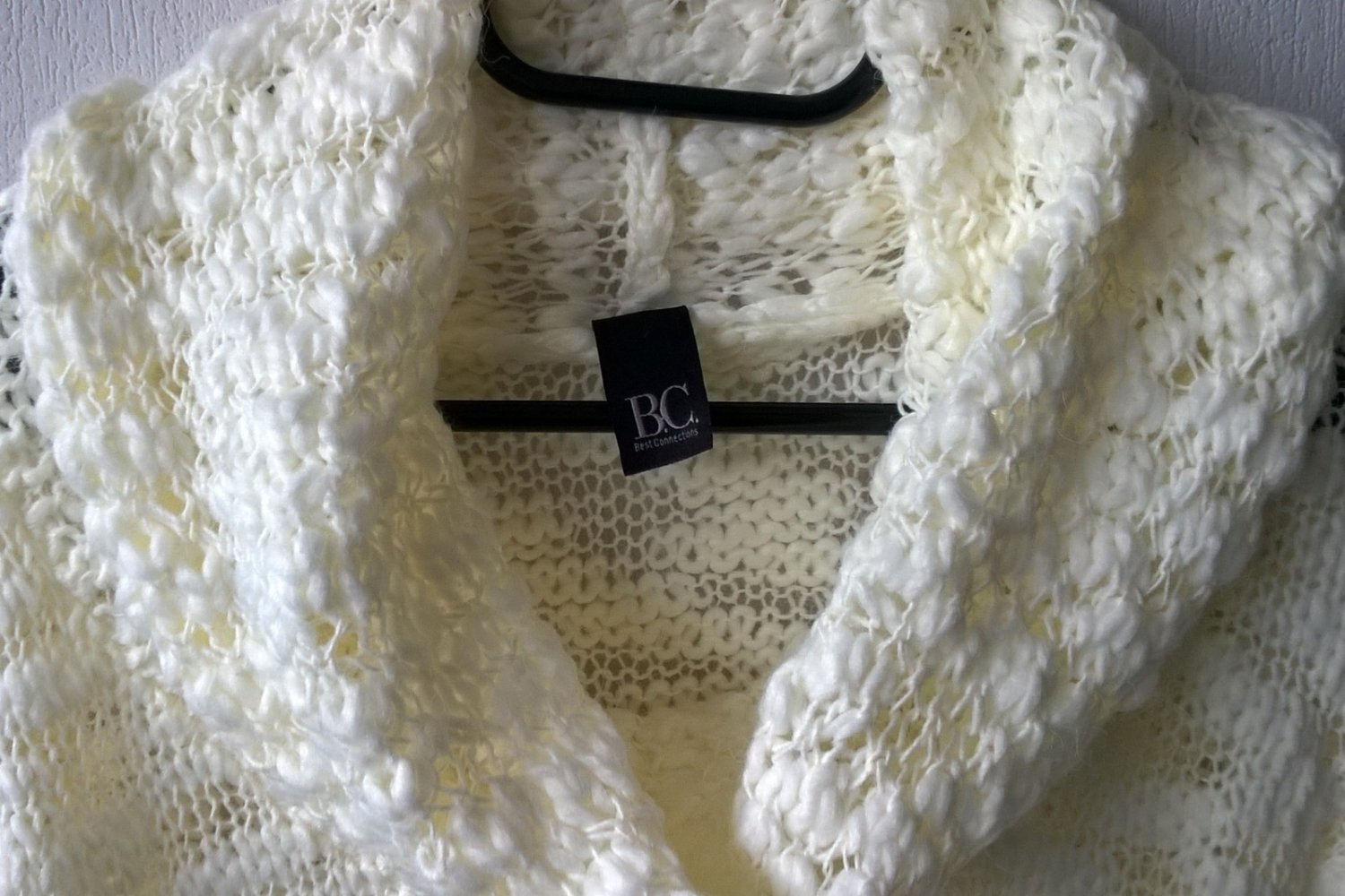 schicker Strickpulli Pulli Pullover Rollkragen Grobstrick Langarm ecru cremeweiß Gr. 44/46 B.C. neu