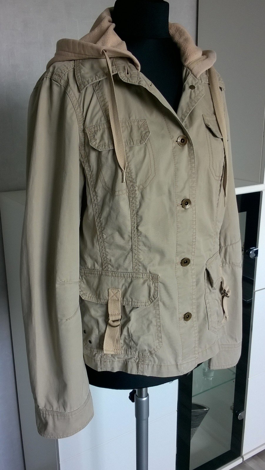 Jacke mit Kapuze beige Gr. 38 Esprit