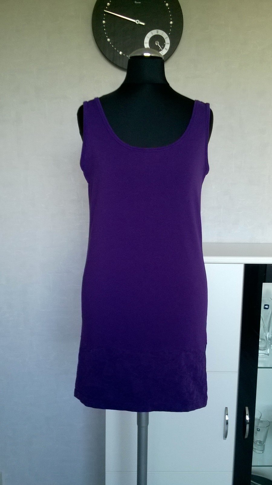 Top Longtop Shirt Oberteil mit Spitze lila Gr. S Cecil neu