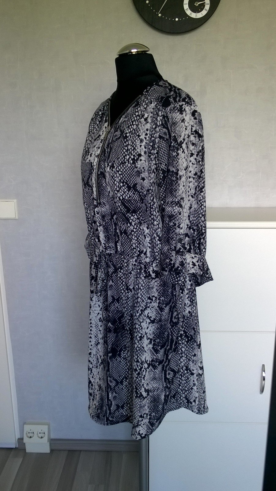 Kleid ¾-Arm schwarz weiß Schlange Gr. L Colloseum neu