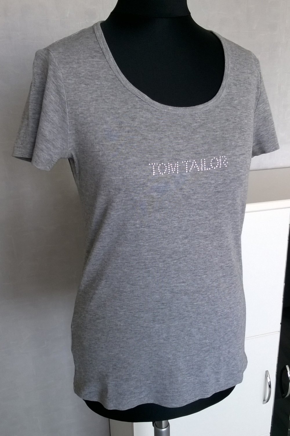 Shirt T-Shirt Oberteil Kurzarm grau meliert Gr. S Tom Tailor