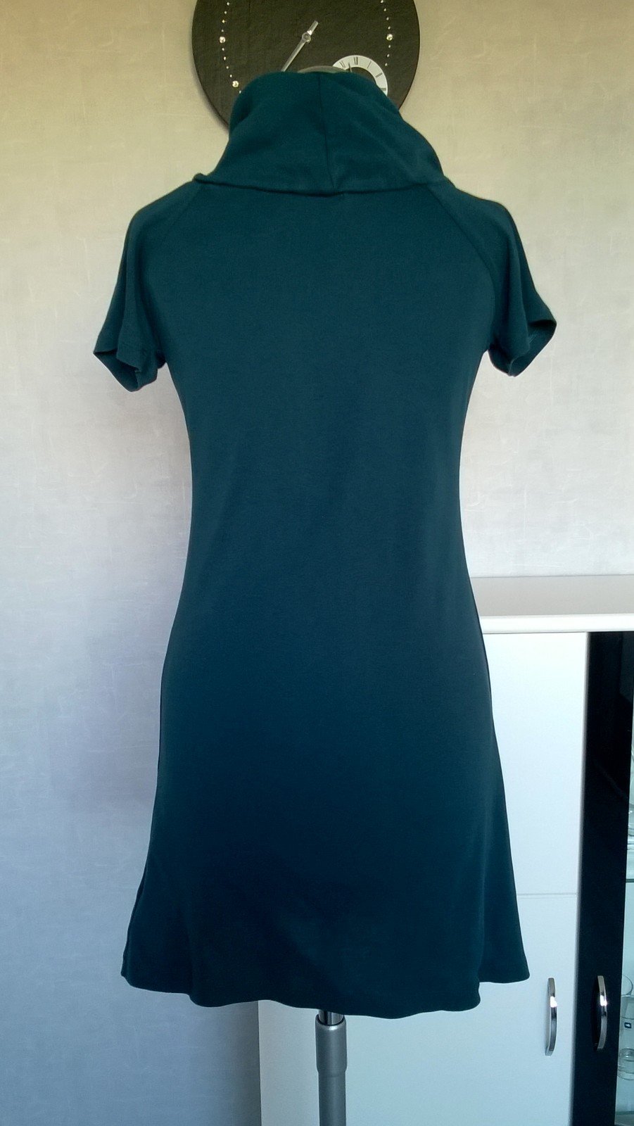 Longshirt Shirtkleid Shirt Kleid Minikleid Oberteil Rollkragen Kurzarm petrol Gr. 34 Zero