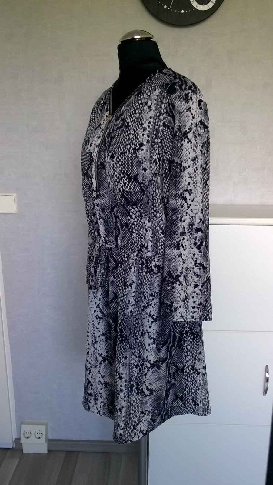 Kleid ¾-Arm schwarz weiß Schlange Gr. L Colloseum neu