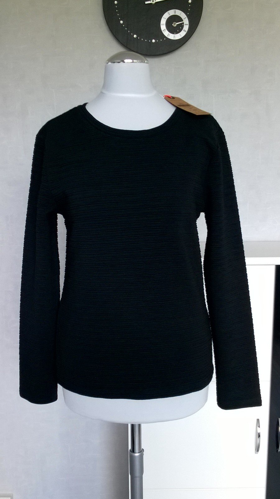 Langarmshirt Shirt Pulli Oberteil Ripp Gr. XS schwarz Tally Weijl neu mit Etikett
