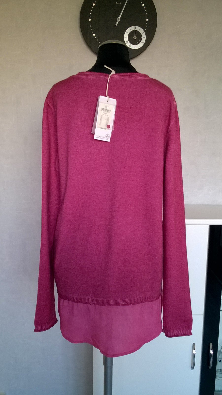 Longpulli Longpullover Pulli Pullover 2-in-1 mit Bluse Langarm pink Gr. S Soccx neu mit Etikett