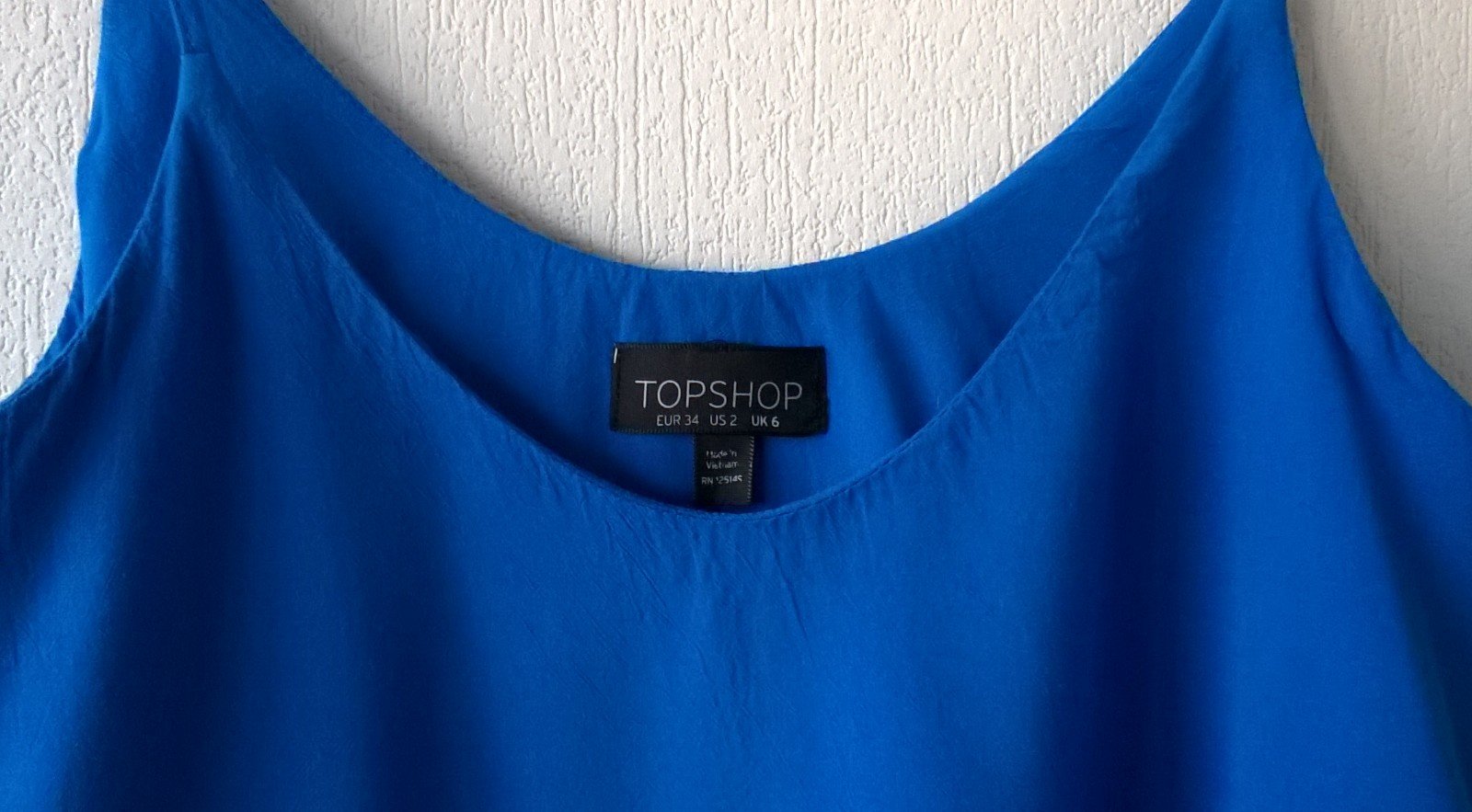 Crop Top Oberteil Shirt Bluse mit Schößchen royalblau Gr. 34 Topshop