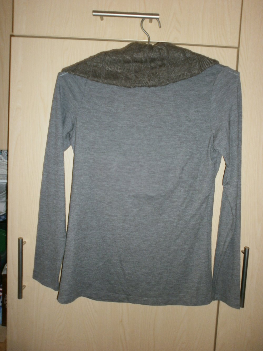 Langarm T-Shirt Zero, braun mit Schalkragen Gr. 40