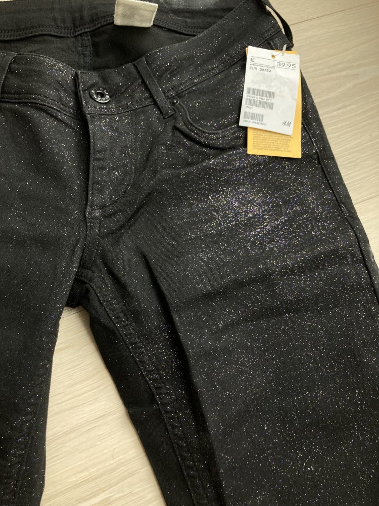 H&M Glamour Jeans skinny schwarz mit Glitzer NEU