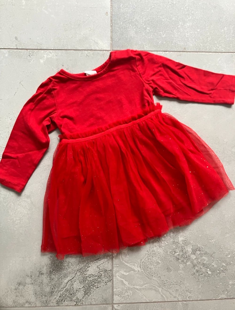 H&M Tüll Kleid rot 80 mit Glitzer Weihnachten Baby Kleinkind