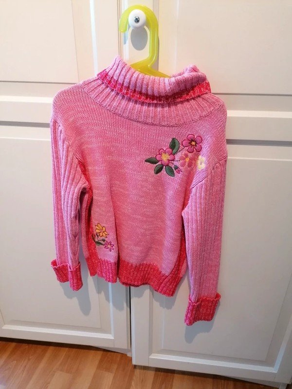rosa Strickpullover von TCM Tchbo Gr. 122/128 Rollkragen