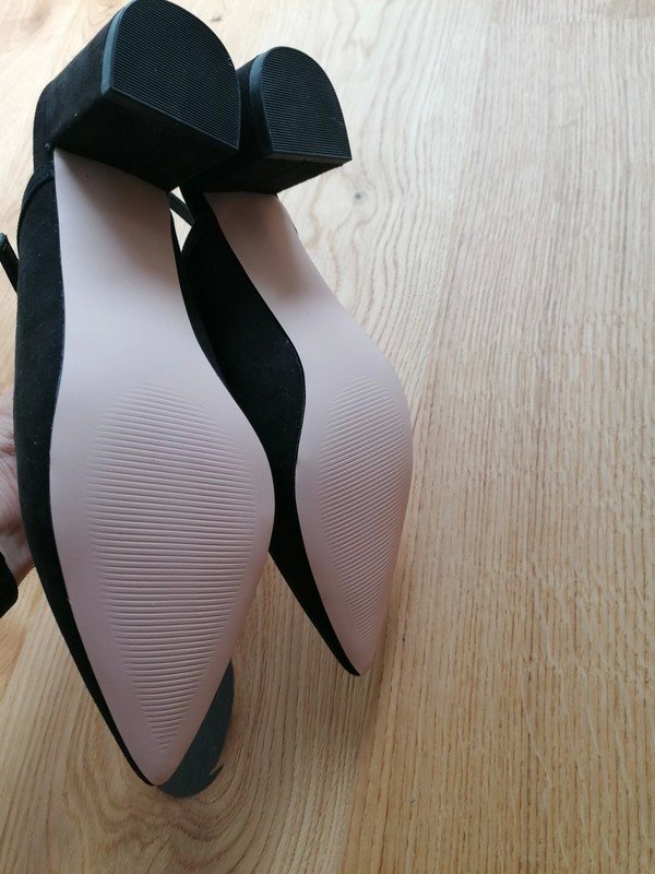 Pumps schwarz Stoff Art Samt Gr. 39 Blockabsatz