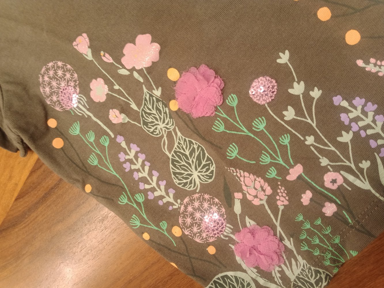 oliv T-Shirt Blumenwiese