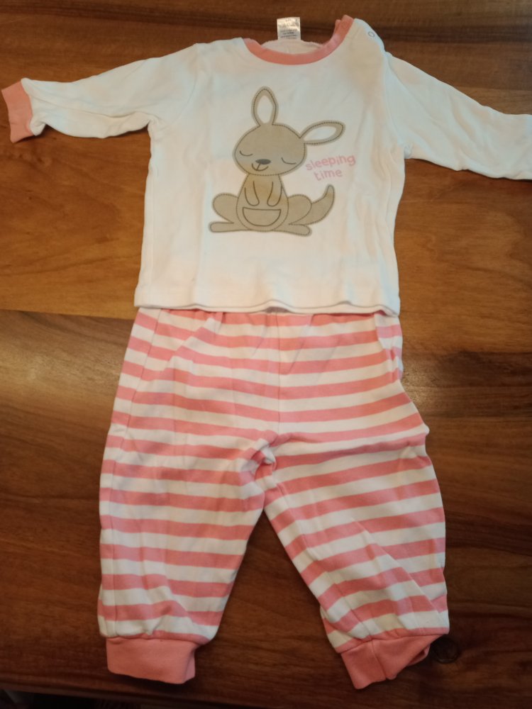 2-teiliges Pijama weiss/rosa Hase