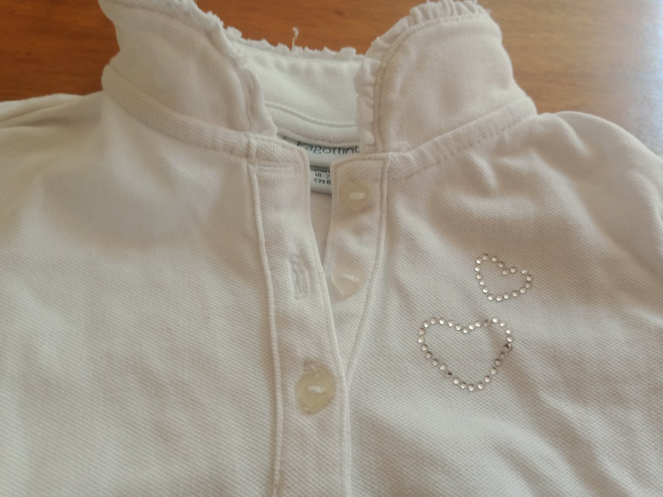 weisses Polo-Shirt langarm mit Glitzerherz
